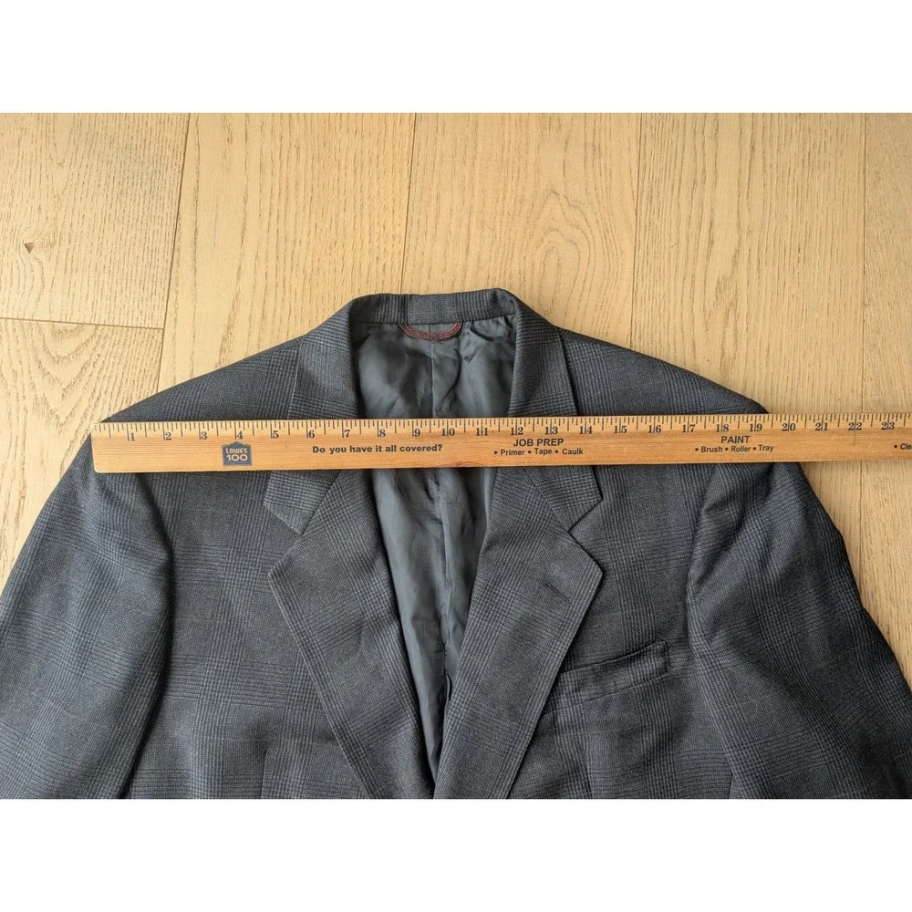 Hart Schaffner Marx Blazer Wool‎ Blend Men's Charcoal Glen Plaid Sport Coat 43R